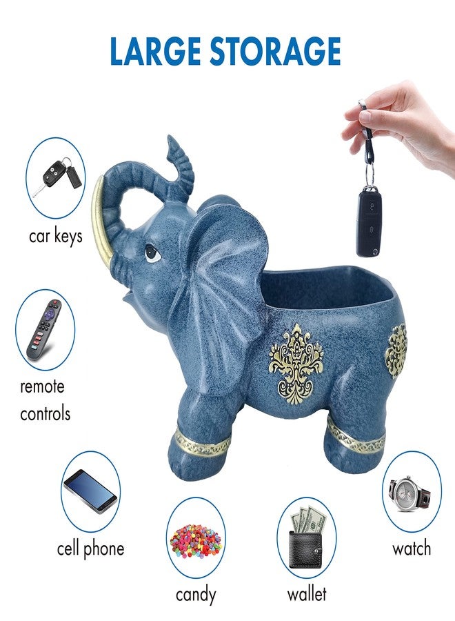 JORAE Elephant Statue Fun Candy Dish Key Bowl Home Decor Table Figurine Sundries Container Trinket Storage Organizer Box Desk Bar Office Sculpture, 7.8" H, Polyresin - Image 2